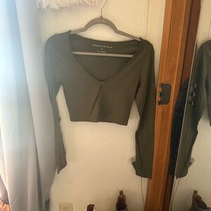 Aeropostale Green Crop Long Sleeve